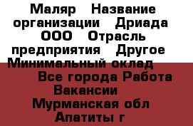 Маляр › Название организации ­ Дриада, ООО › Отрасль предприятия ­ Другое › Минимальный оклад ­ 18 000 - Все города Работа » Вакансии   . Мурманская обл.,Апатиты г.